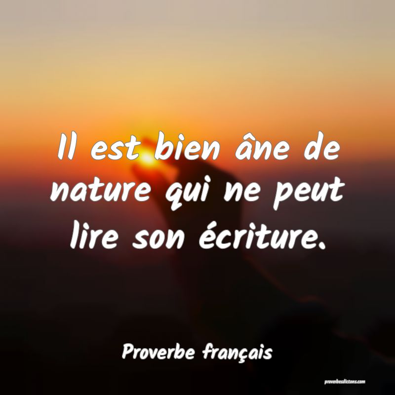 Il est bien âne de nature qui ne peut lire son écriture.