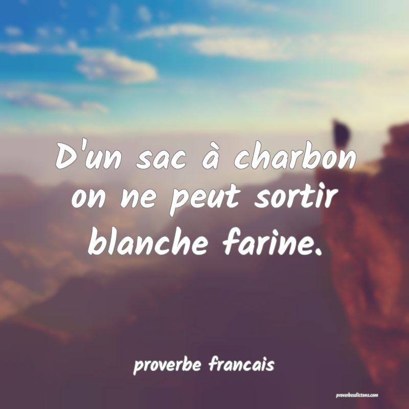  D'un sac à charbon on ne peut sortir blanche farine.