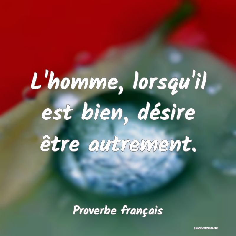 L'homme, lorsqu'il est bien, désire être autrement.