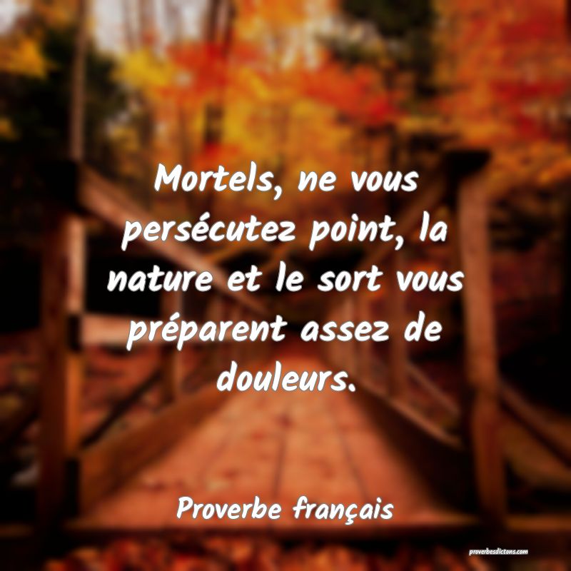 Mortels, ne vous persécutez point, la nature et le sort vous préparent assez de douleurs.