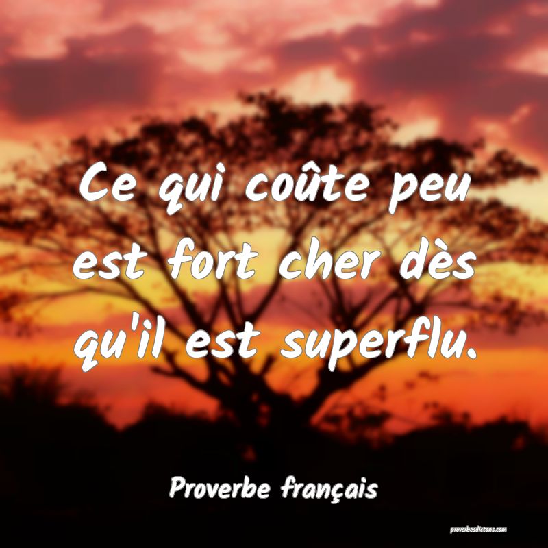 Ce qui coûte peu est fort cher dès qu'il est superflu.