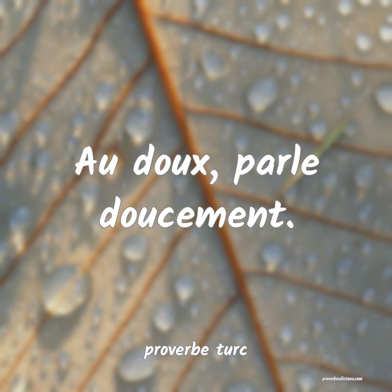  Au doux, parle doucement.