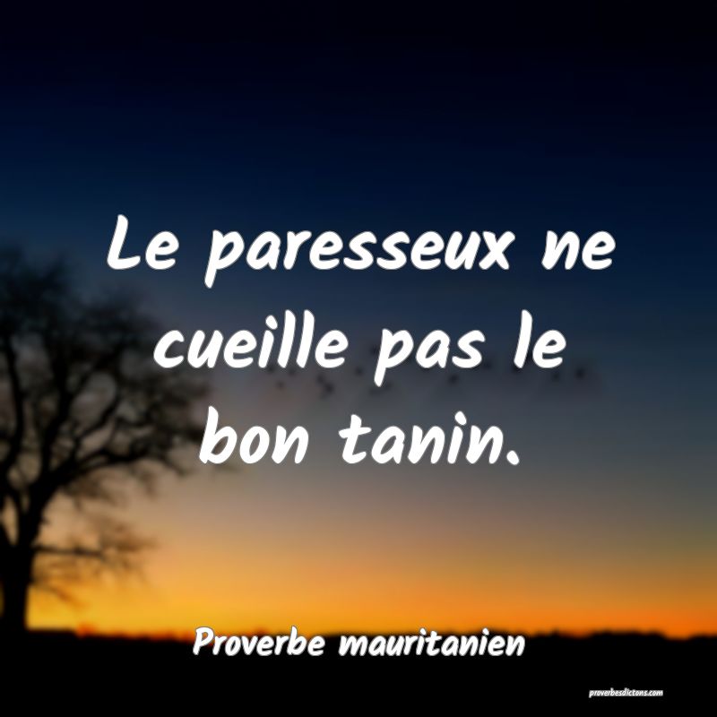 Le paresseux ne cueille pas le bon tanin.