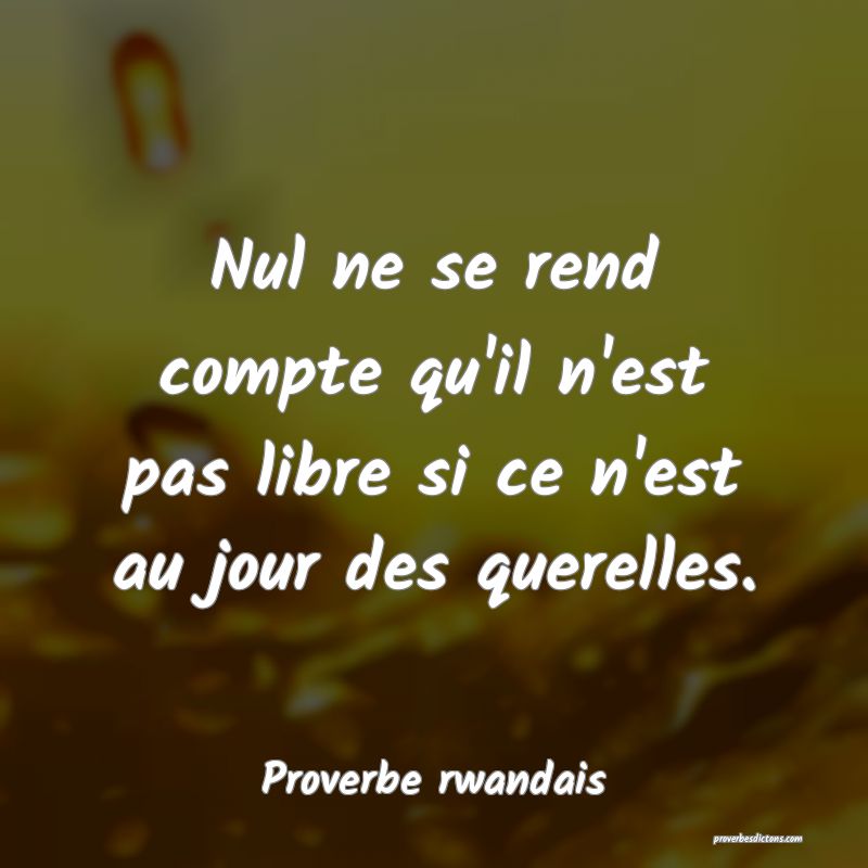 Nul ne se rend compte qu'il n'est pas libre si ce n'est au jour des querelles.