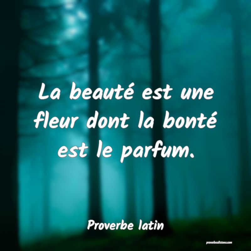 La beauté est une fleur dont la bonté est le parfum.