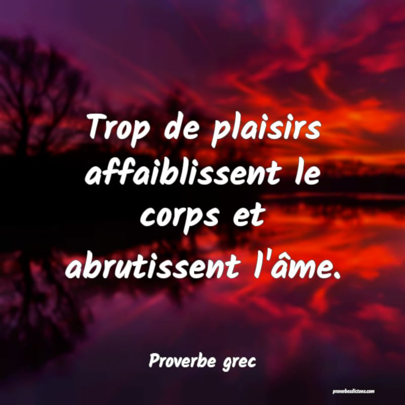 Trop de plaisirs affaiblissent le corps et abrutissent l'âme.
