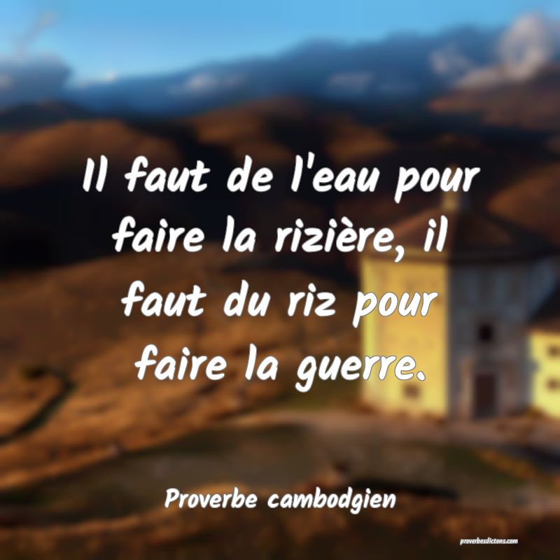 Il faut de l'eau pour faire la rizière, il faut du riz pour faire la guerre.