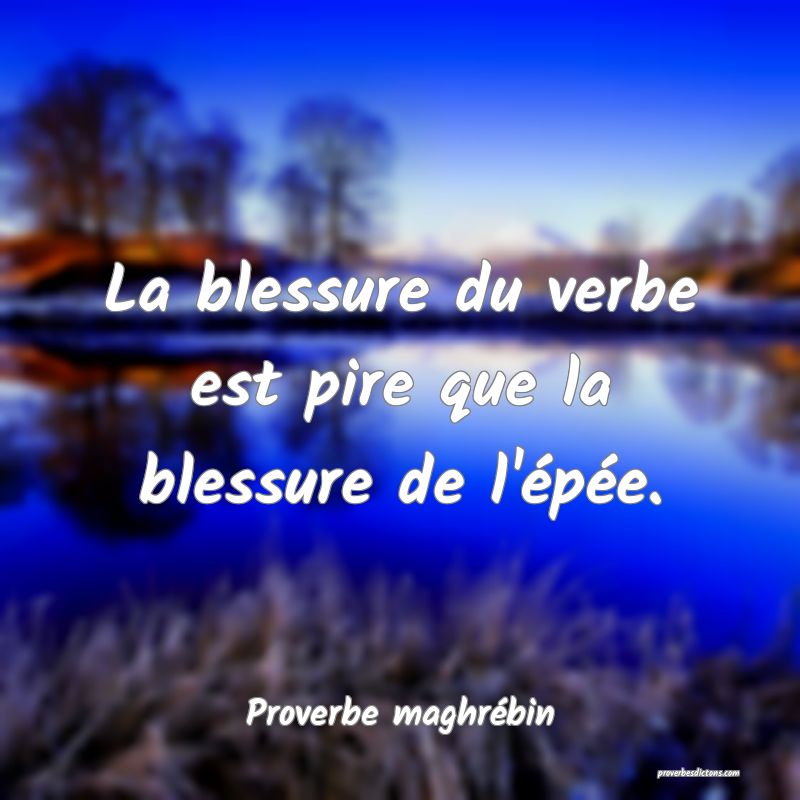 La blessure du verbe est pire que la blessure de l'épée.
