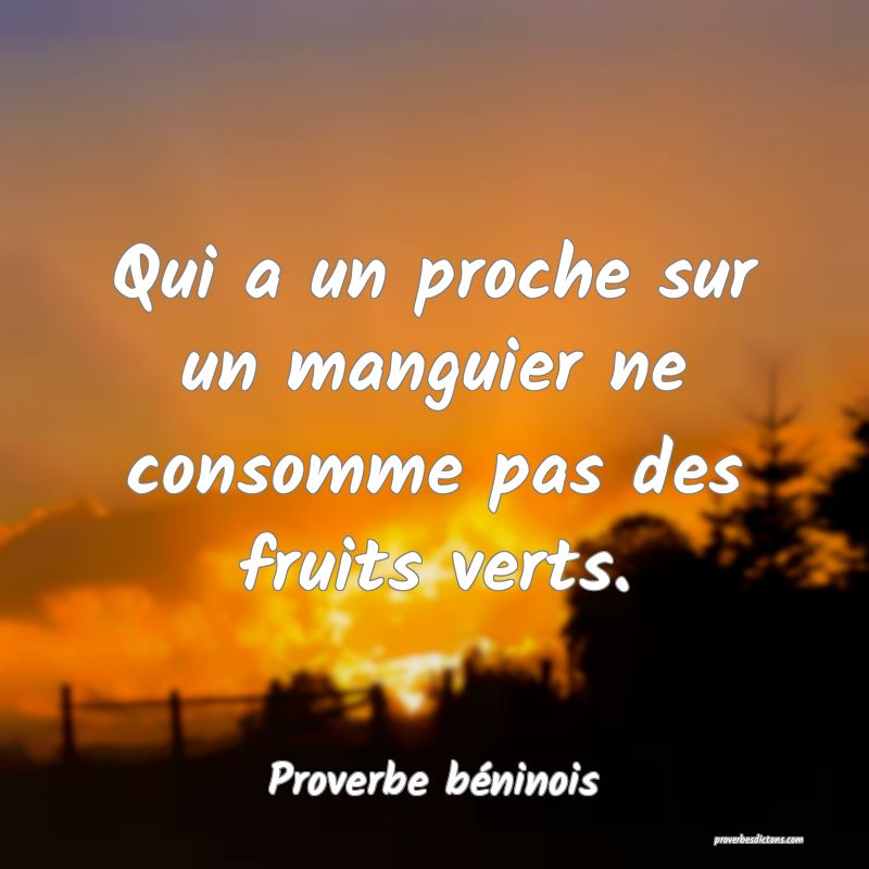 Qui a un proche sur un manguier ne consomme pas des fruits verts.