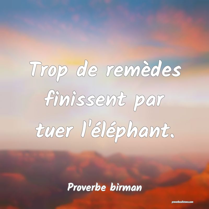 Trop de remèdes finissent par tuer l'éléphant.
