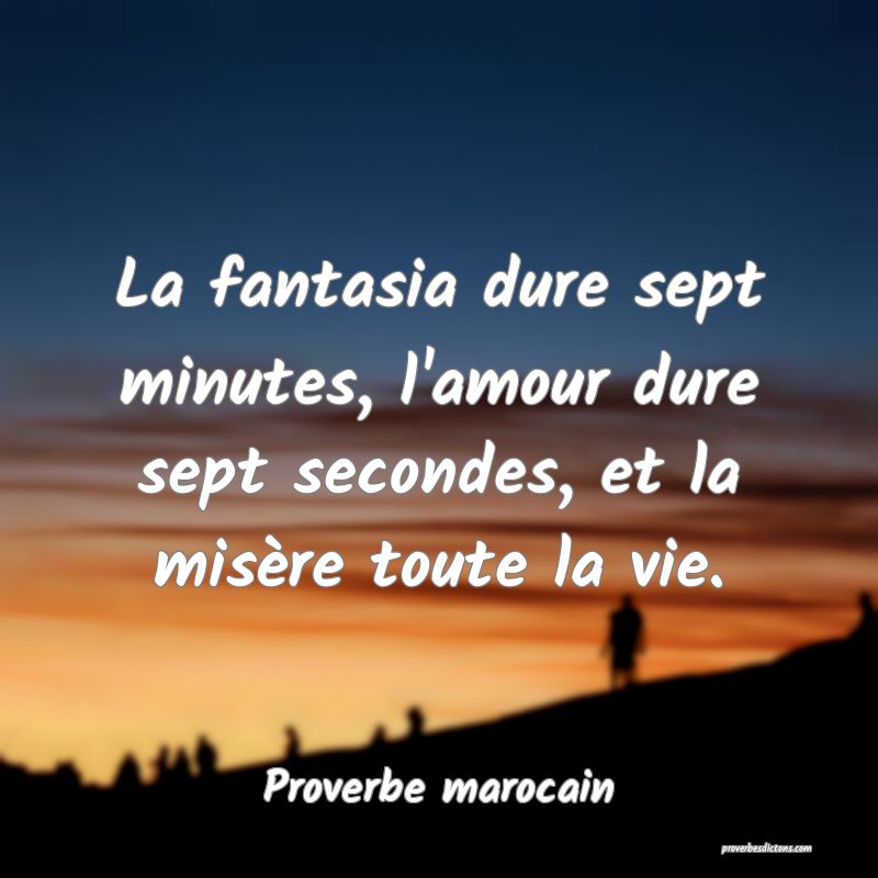 La fantasia dure sept minutes, l'amour dure sept secondes, et la misère toute la vie.