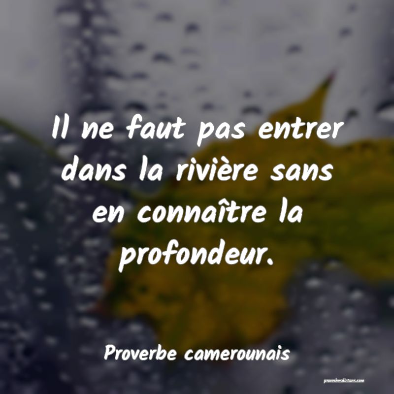 Il ne faut pas entrer dans la rivière sans en connaître la profondeur.