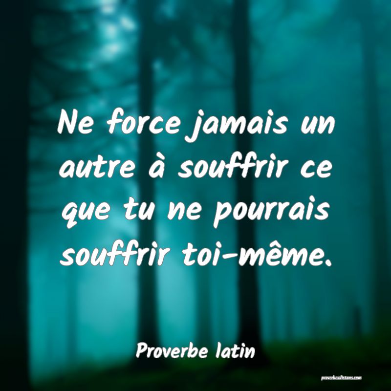 Ne force jamais un autre à souffrir ce que tu ne pourrais souffrir toi-même.