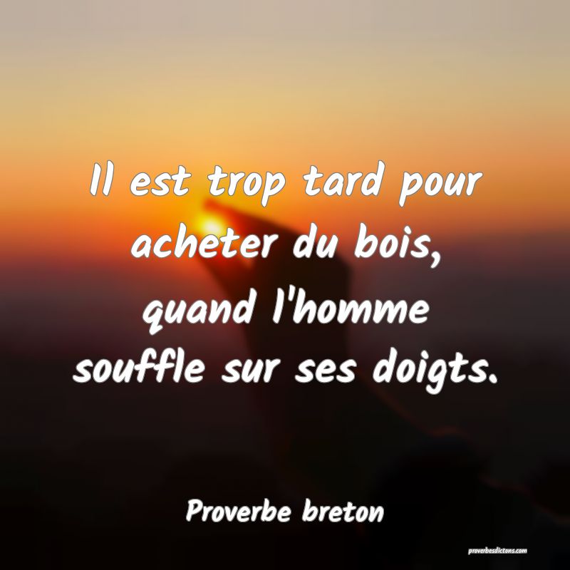 Il est trop tard pour acheter du bois, quand l'homme souffle sur ses doigts.