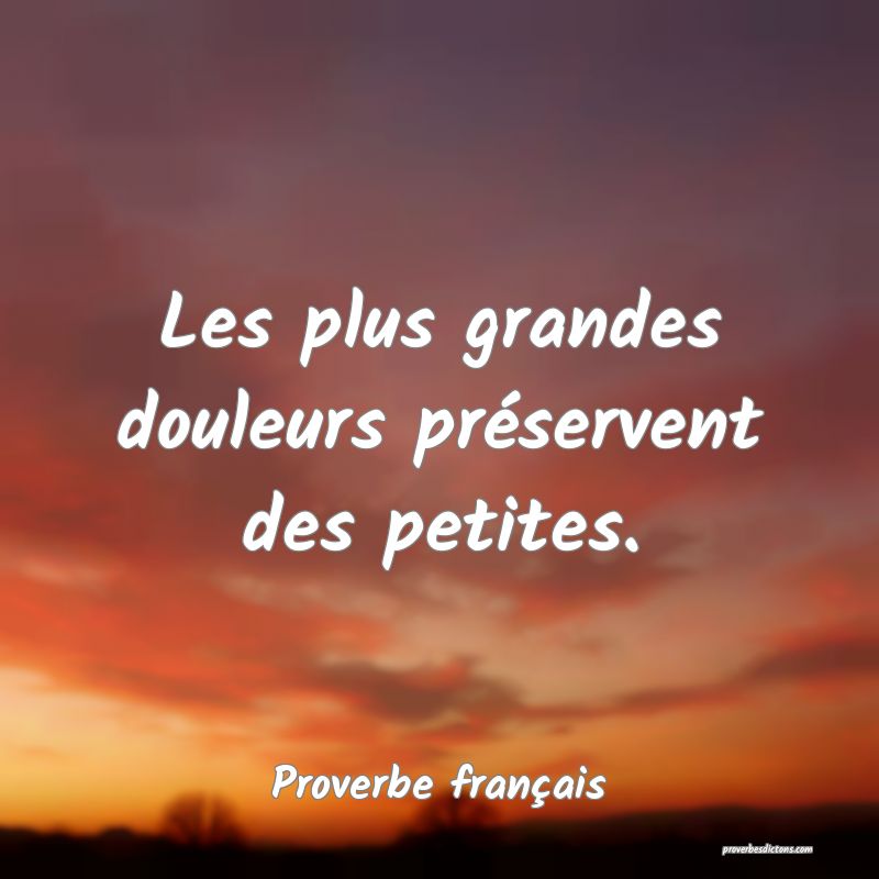 Les plus grandes douleurs préservent des petites.