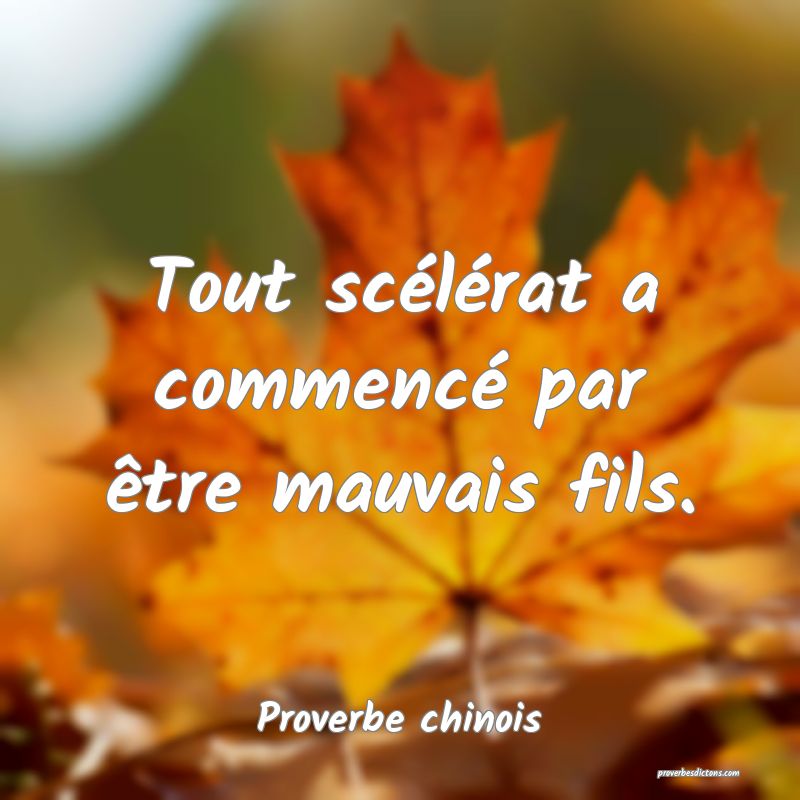 Tout scélérat a commencé par être mauvais fils.