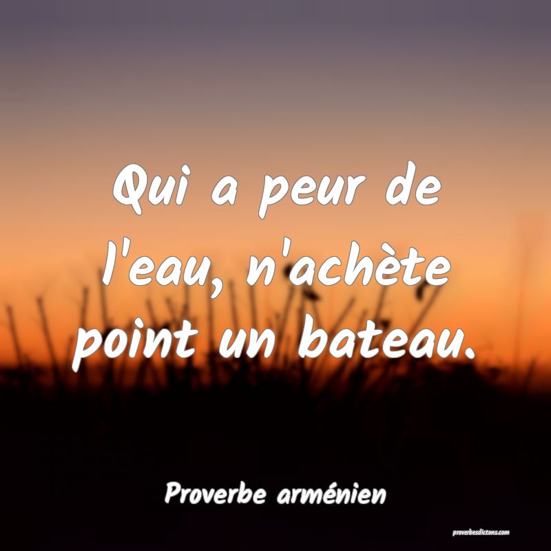Qui a peur de l'eau, n'achète point un bateau.