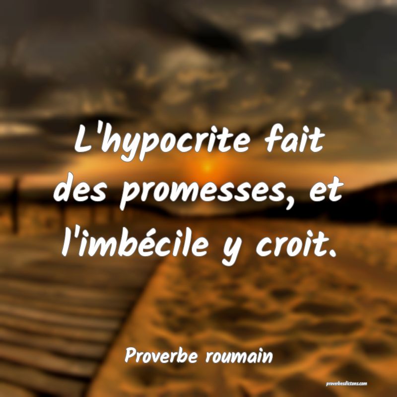 L'hypocrite fait des promesses, et l'imbécile y croit.