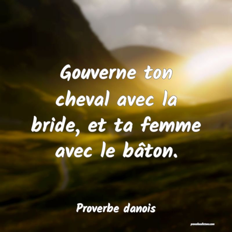 Gouverne ton cheval avec la bride, et ta femme avec le bâton.