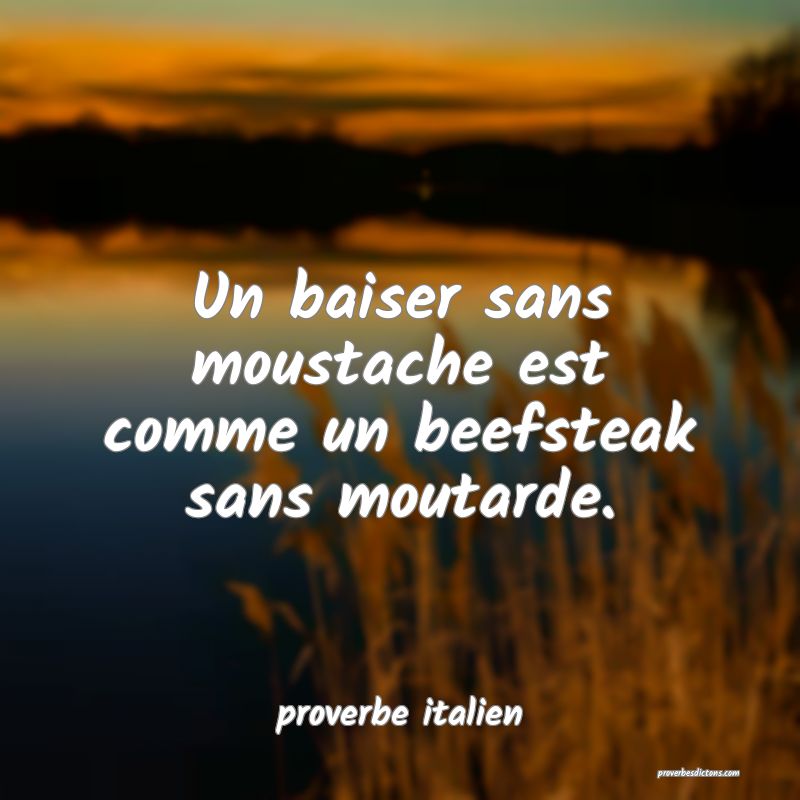  Un baiser sans moustache est comme un beefsteak sans moutarde.