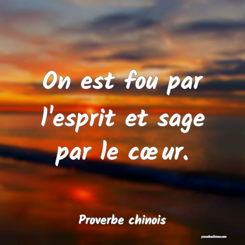 On est fou par l'esprit et sage par le cœur.