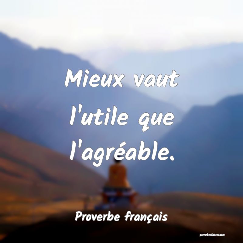 Mieux vaut l'utile que l'agréable.