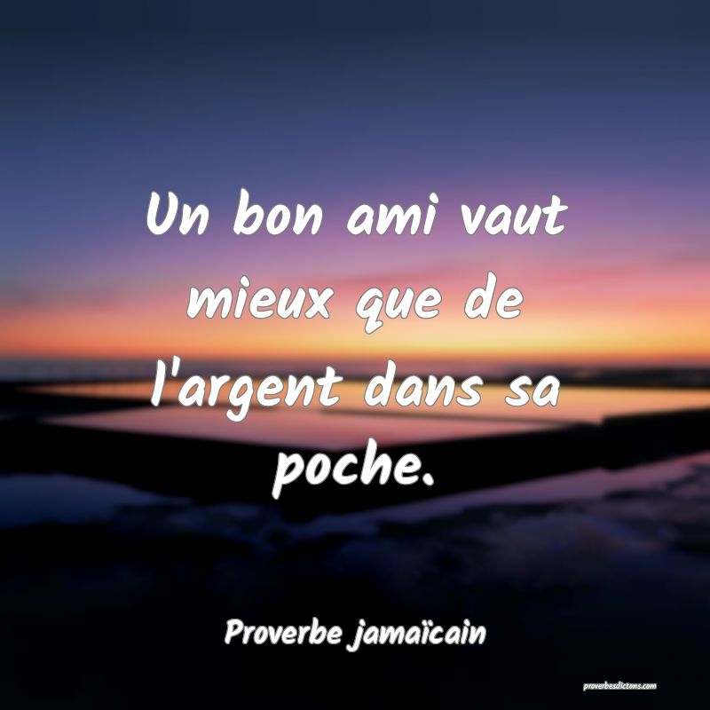 Un bon ami vaut mieux que de l'argent dans sa poche.
