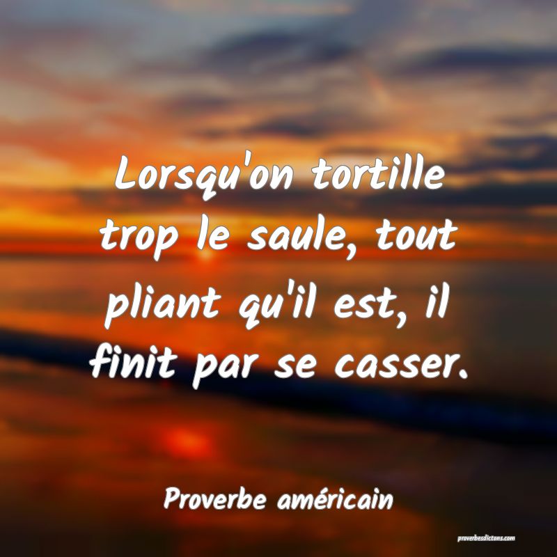 Lorsqu'on tortille trop le saule, tout pliant qu'il est, il finit par se casser.