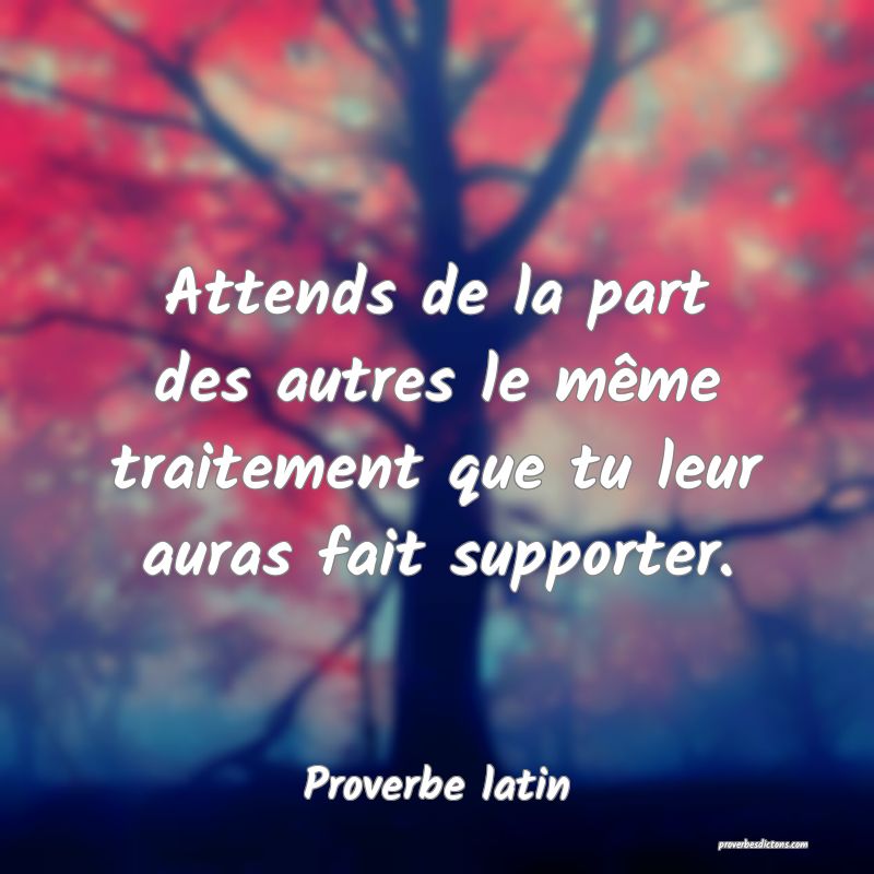 Attends de la part des autres le même traitement que tu leur auras fait supporter.