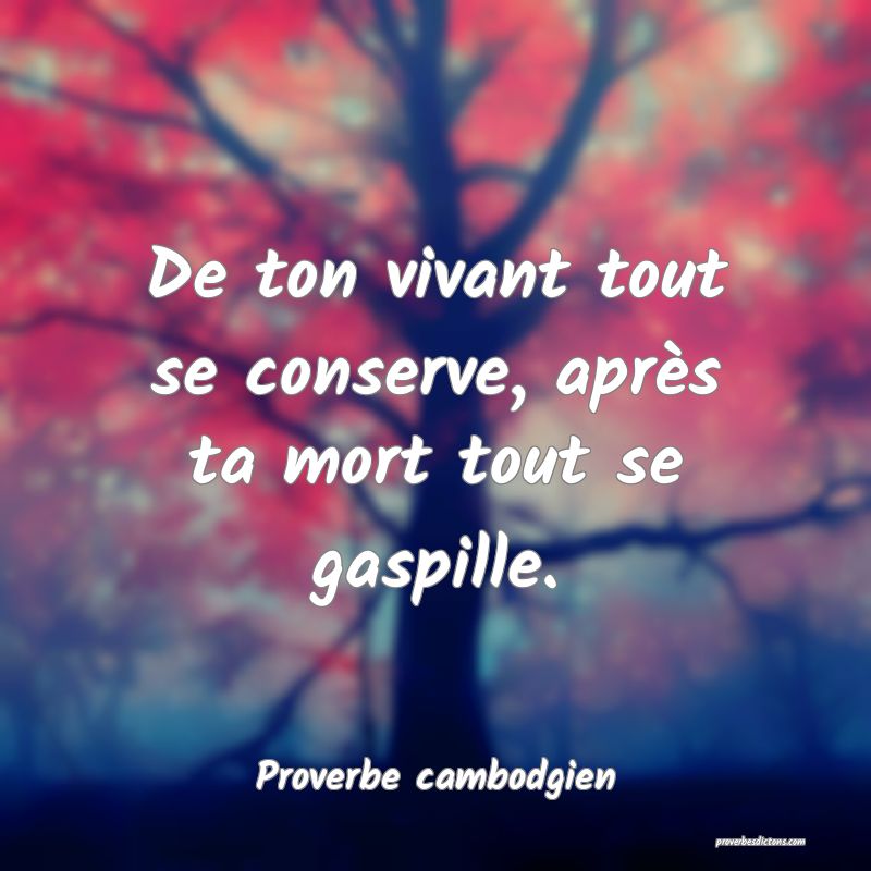 De ton vivant tout se conserve, après ta mort tout se gaspille.