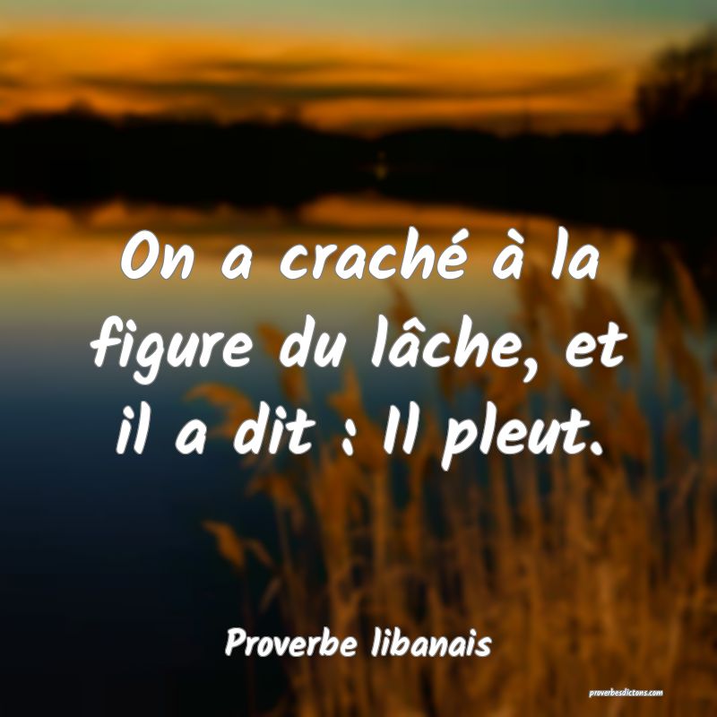 On a craché à la figure du lâche, et il a dit : Il pleut.