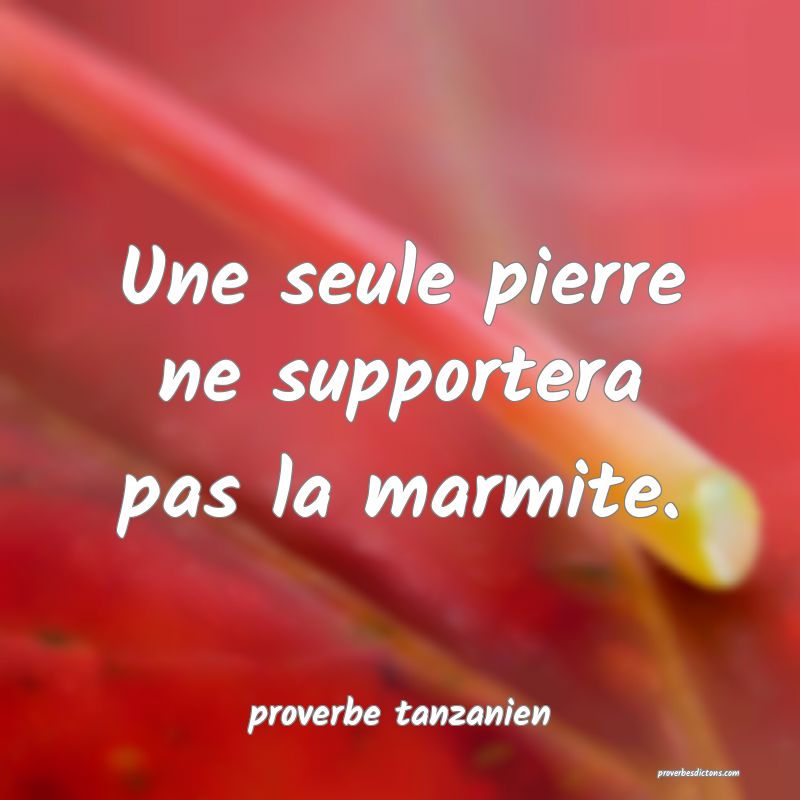 Une seule pierre ne supportera pas la marmite.