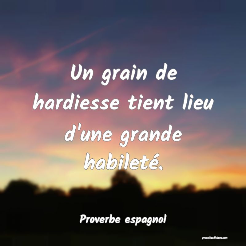 Un grain de hardiesse tient lieu d'une grande habileté.