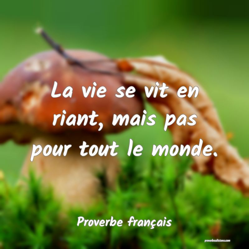 La vie se vit en riant, mais pas pour tout le monde.