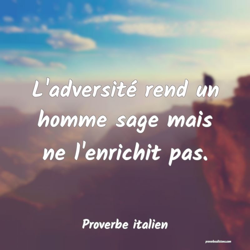 L'adversité rend un homme sage mais ne l'enrichit pas.