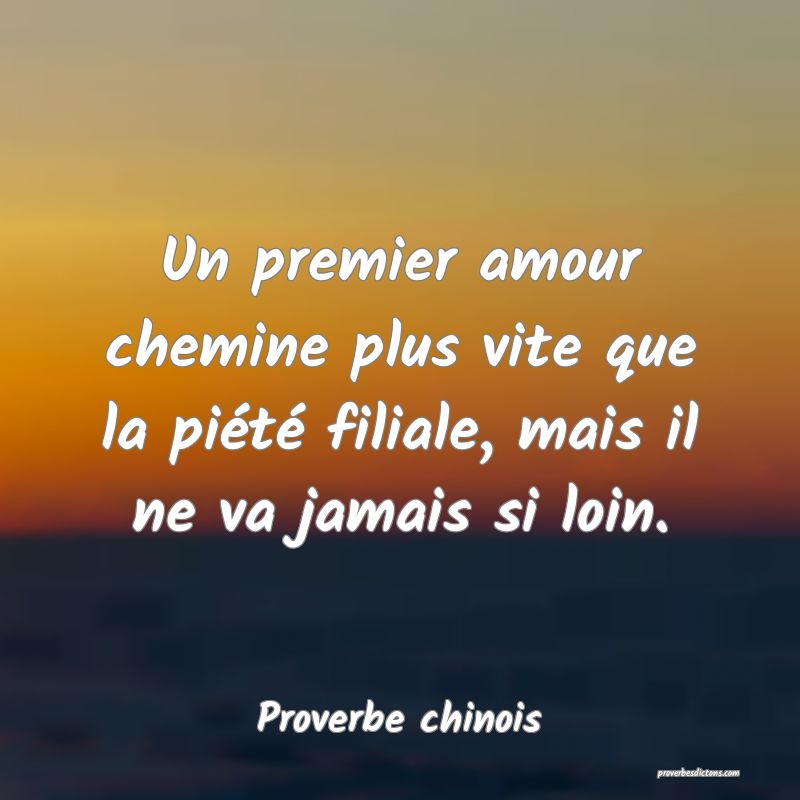 Un premier amour chemine plus vite que la piété filiale, mais il ne va jamais si loin.