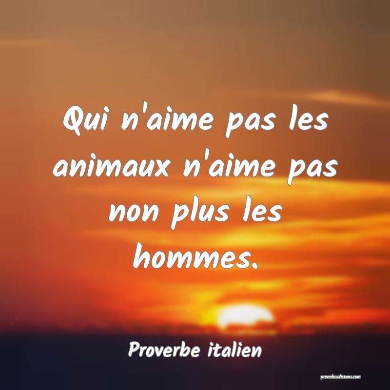 Qui n'aime pas les animaux n'aime pas non plus les hommes.