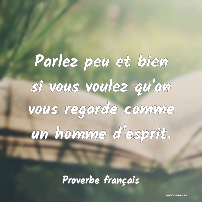 Parlez peu et bien si vous voulez qu'on vous regarde comme un homme d'esprit.