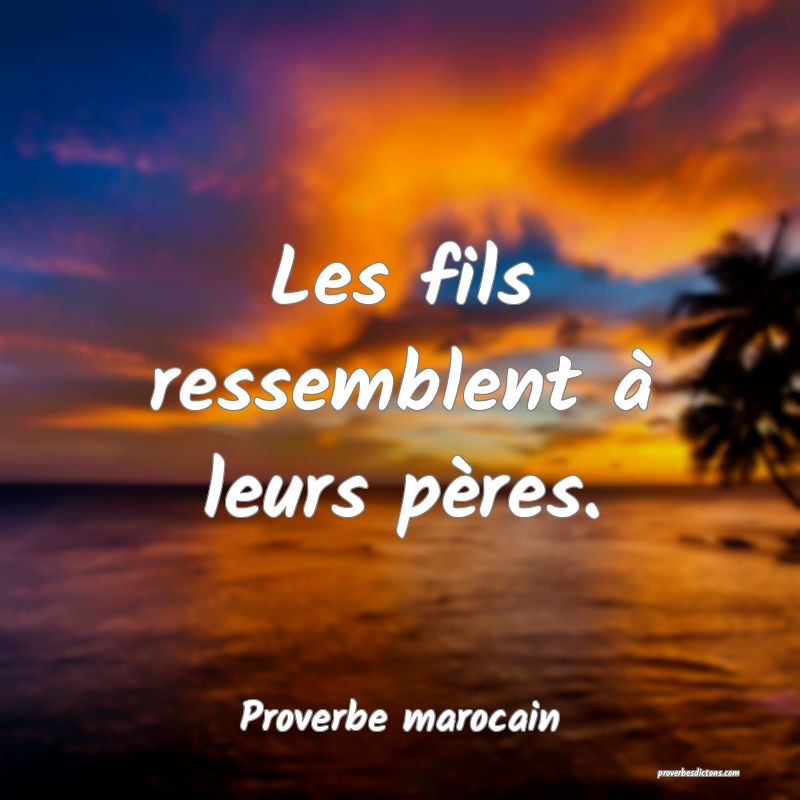  Les fils ressemblent à leurs pères.