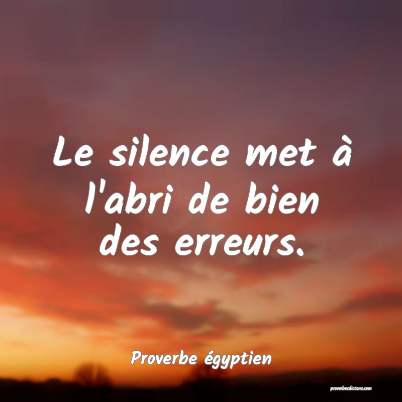 Le silence met à l'abri de bien des erreurs.
