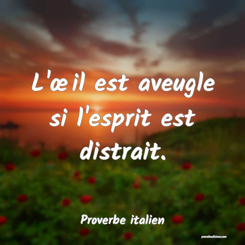 L'œil est aveugle si l'esprit est distrait.