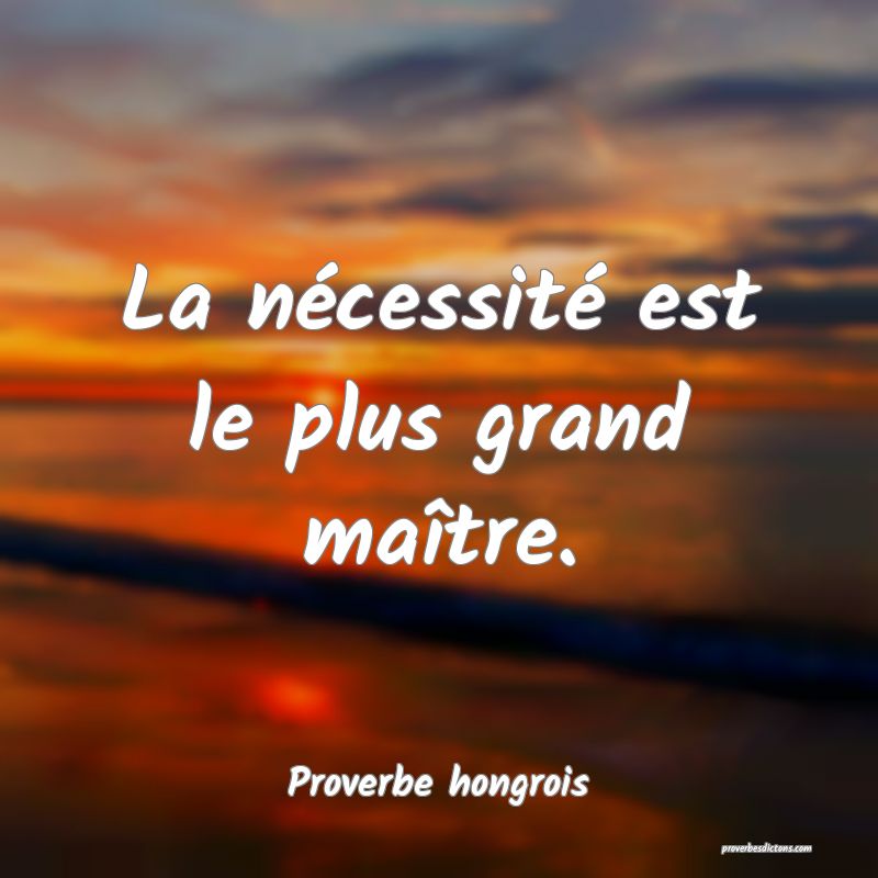 La nécessité est le plus grand maître.