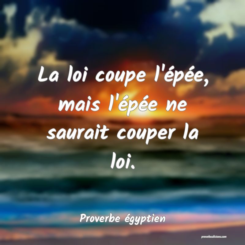La loi coupe l'épée, mais l'épée ne saurait couper la loi.
