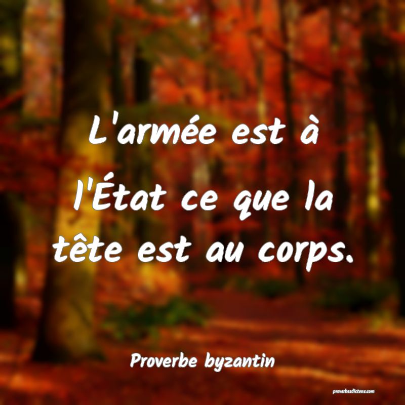 L'armée est à l'État ce que la tête est au corps.
