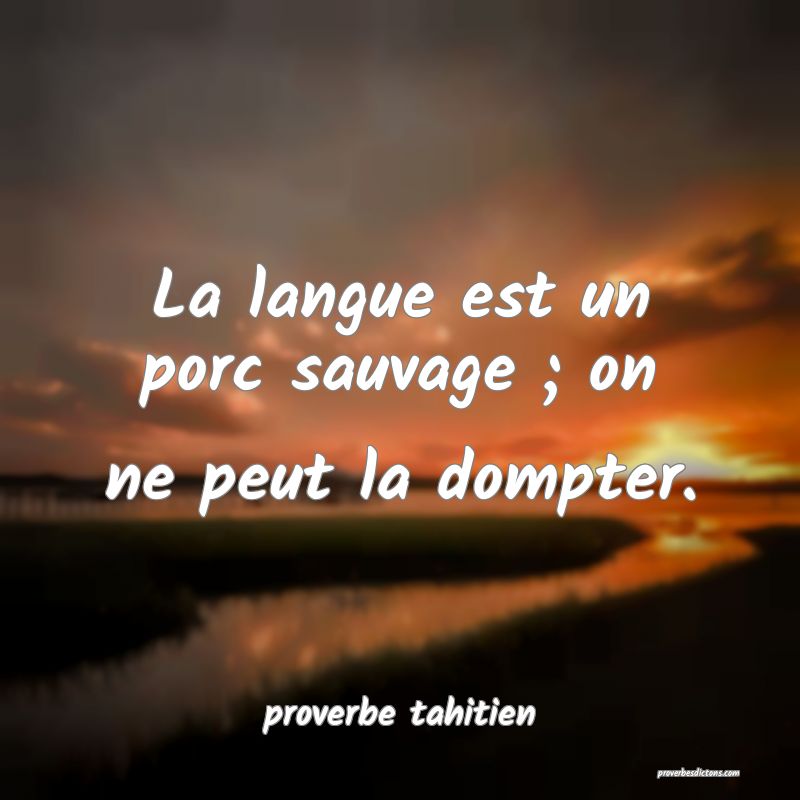 La langue est un porc sauvage ; on ne peut la dompter. 

