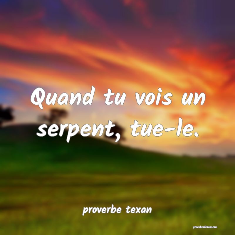 Quand tu vois un serpent, tue-le.
