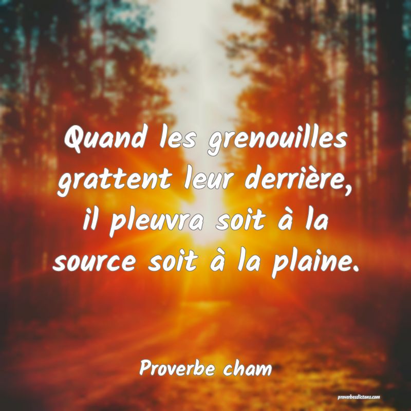 Quand les grenouilles grattent leur derrière, il pleuvra soit à la source soit à la plaine.
