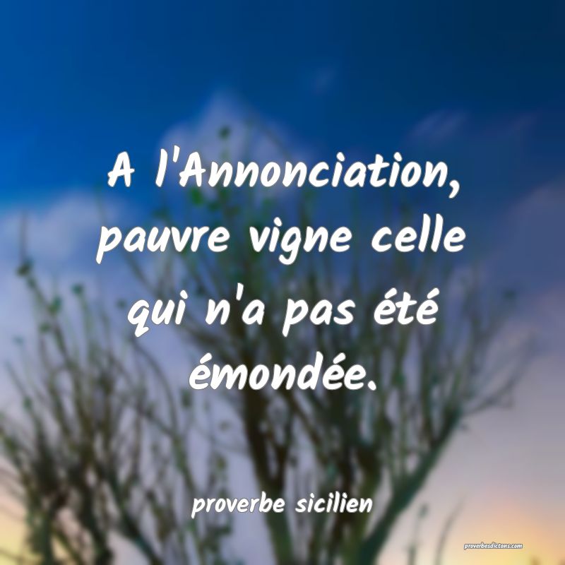 A l'Annonciation, pauvre vigne celle qui n'a pas été émondée.
