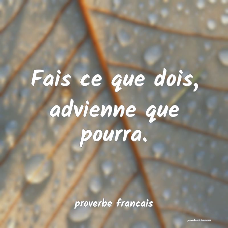  Fais ce que dois, advienne que pourra.