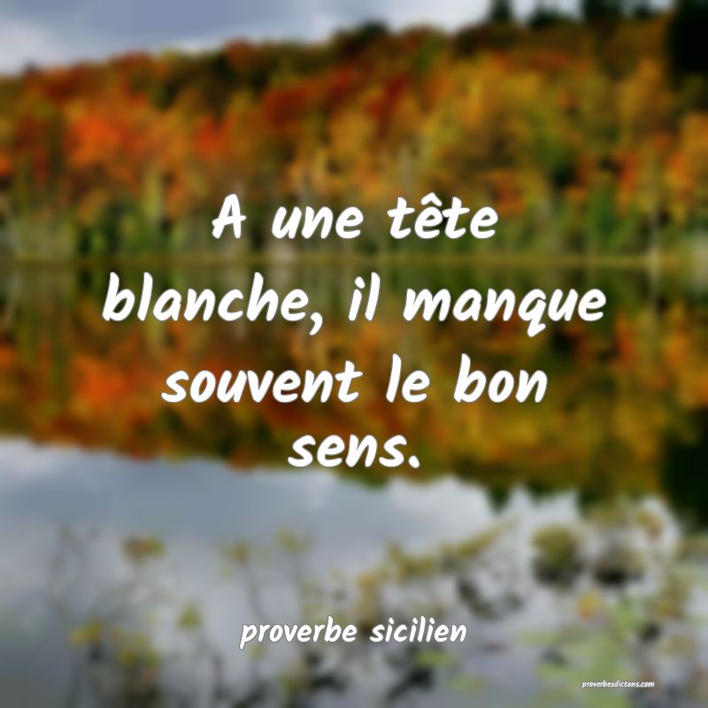 A une tête blanche, il manque souvent le bon sens. 
